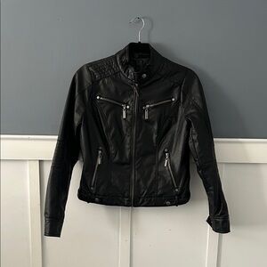 Girls Black Faux Leather Jacket